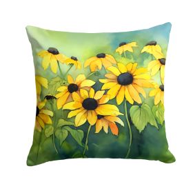 Maryland Black-Eyed Susans in Watercolor Throw Pillow Machine Washable, Indoor Outdoor Decorative Pillow for Couch, Bed or Patio, 18Hx18W