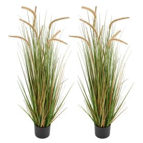 Artificial Grass Plant, 2 Pack 47 inch Horsetail Reed Grass in Pot