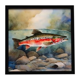 Trout Framed Metal Print Bathroom, Kitchen, Office, Home Decor Wall Art Ready to Hang, Square, 8X8