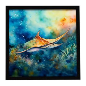 Sting Ray Framed Metal Print Bathroom, Kitchen, Office, Home Decor Wall Art Ready to Hang, Square, 8X8