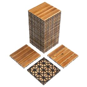 27pcs Wood Interlocking Deck Tiles 11.8"x11.8", Waterproof Flooring Tiles for Indoor and Outdoor, Patio Wood Flooring for Patio Porch Poolside Ba (Option: as picture)