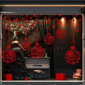 Christmas Window Clings, Tree, Ornament & Snowflake Glass Decals (Option: Red)