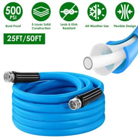 25FT/50FT 5/8" Non-Expanding Flexible Garden Hose Heavy Duty PVC Water Hose Leak-Resistant Kink-Free All-weather Burst 500PSI GPCT5415 (Option: 25FT)