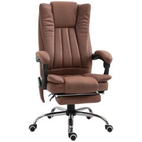 Office Chair 6-point Vibration Massage Chair Micro Fiber Recliner with Retractable Footrest Brown (Option: Brown)