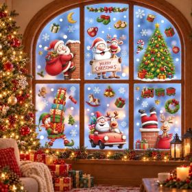 Christmas Window Clings Funny Santa Stickers Decorations Xmas Decals Decor (Option: Christmas Holiday)