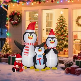 6FT Lighted Christmas Inflatable Decoration, Inflatable Penguin Family, Funny Blow Up Yard Decorations With Built-in LED Lights For Holiday Party (Option: Defaulttitle)