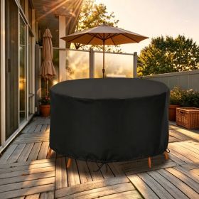 Outdoor Circular Table Chair Set Cover, 73inch-91in Diameter 43in Height 190T Polyester with Silver Inner Layer, Water UV Resistant Patio Cover w (Option: 91inch)