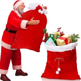 2 Pcs Large Christmas Santa Gifts Bags Sack, 20 X 28 Inch, Red (Option: Red)