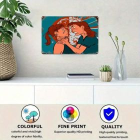 1pc 2D Flat Metal Sign Funny Cat Fight, Vintage Tin Plaque Wall Decor 8x12 (Option: Tin)