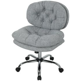 Computer Desk Chair, Armless Office Chair with Wide Padded Seat and Adjustable Height, Tilt Function, Grey (Option: Grey)