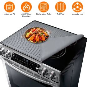 Foldable Silicone Stovetop Cover Mat, 27.95 x19.69 Inch Waterproof Heat-Resistant Protector for Glass Electric Stove, Works as Drying & Pet Feedi (Option: black-M)