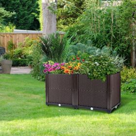 Raised Garden Bed Plant Growth Box with Self-watering System for Garden Patio Balcony Elevated Planter Box for Flowers Vegetables Herbs (Option: L)