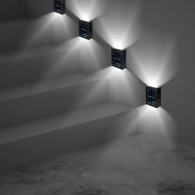 2Pcs Solar Deck Lights Outdoor 2LED Beads Waterproof Sensor Fence Stair Lamps For Patio Landscape Yard White Lighting Color (Option: Cool White)