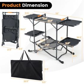Portable outdoor barbecue table (Option: as picture)