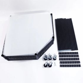 6-Layer Plastic Coated Polygonal Corner Shelf with 2" PP Wheels 680*680*1800 Black (Option: Black)