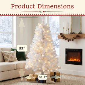 Prelit Christmas Tree, Realistic Spruce, With Metal Stand (Option: White 4.5FT)