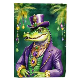 Alligator King of Mardi Gras House Flag Large Porch Sleeve Pole Decorative Outside Yard Banner Artwork Wall Hanging, Polyester, House Size, Multi (Option: Default)
