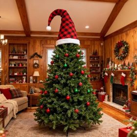 Giant Buffalo Plaid Christmas Tree Topper Hat, Festive Holiday Decor (Option: Red)