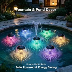 Outdoor Solar Floating Lights, IP65 Waterproof 7-Color Auto-Cycle LED Pool Lights, Solar Rechargeable with Hanging Hole for Pond, Garden, Pathway (Option: 1pcs)