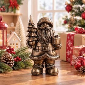Vintage Brass Santa Claus Resin Figurine, Christmas Tabletop Decor (Option: Gold)