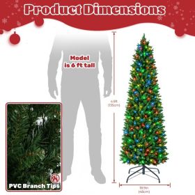 Pre-Lit Fraser Fir Pencil Artificial Christmas Tree With Premium LED Lights (Option: Green 4.5FT)