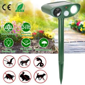 Solar Ultrasonic Animal Repeller PIR Motion Sensor Animal Repellent Chaser IPX4 Waterproof for Farm Garden Yard to Drive Raccoon Squirrel Rat Sku (Option: LED)