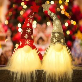 Lighted Christmas Gnome, Handmade Plush Scandinavian Swedish Tomte, Light Up Elf Toy Holiday Present, Battery Operated Winter Tabletop Christmas (Option: 11 Inch)