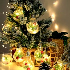 13.78FT Christmas Snow Globe String Light Battery Powered 10 LED Bulbs Indoor Christmas Lights with Pine Needles Snowflakes Berries (Option: String Light)