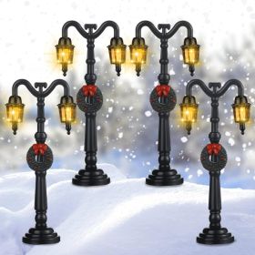 4 Pcs Christmas Miniature Village Lamp Post Light, Artsy (Option: Artsy)