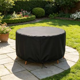 Outdoor Circular Table Chair Set Cover, 73inch-91in Diameter 43in Height 190T Polyester with Silver Inner Layer, Water UV Resistant Patio Cover w (Option: 73inch)