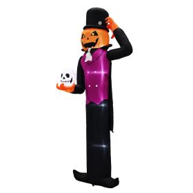 12FT Giant Halloween Inflatable Blow Up Decorations, Pumpkin Man Holding Skull With Built-in LEDs For Holiday Party Garden Lawn Yard Patio Dcor (Option: Defaulttitle)