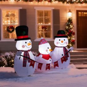 6.2FT Lighted Christmas Inflatable Decoration, Inflatable Snowman Family With Bunting, Funny Blow Up Yard Decorations With Built-in LED Lights Fo (Option: Defaulttitle)
