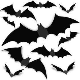120Pcs 3D Bat Wall Decor Stickers - Realistic Black PVC Bat Decals For Halloween Party & Home Decor (Option: Black)