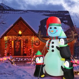5.9FT Christmas Inflatable Outdoor Decoration Snowman Penguin Blow Up Yard Decoration with LED Light Built-in Air Blower for Winter Holiday Xmas (Option: Snowman)
