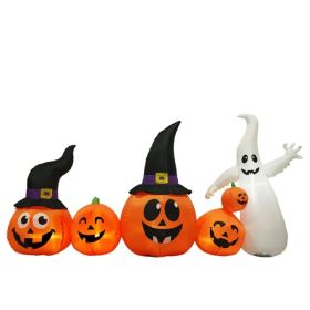 8FT Long Halloween Inflatables Pumpkins Ghost Outdoor Decorations, Blow Up Yard Decoration With Built-in LEDs Lighted For Lawn Garden Outside Ind (Option: Defaulttitle)