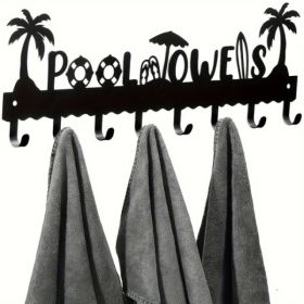 CIFbuy1 PC A Very Practical Modern Pool Towel Rack Made Of Handmade Iron With 8 Hooks For Storage, Rust Proof Wall Mounted Spa Beach Decoration, (Option: 16317492)