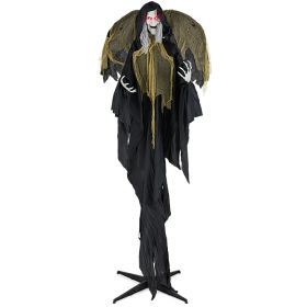 8.2 Ft Halloween Standing Witch With Lighted Eyes And Automatic Wing Movement (Option: As shown)