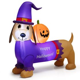 5 Feet Long Halloween Inflatable Dachshund Dog With Pumpkin (Option: Purple)