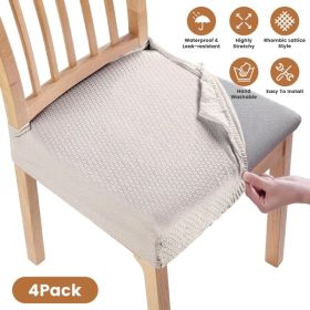4Pack Waterproof Dining Chair Slipcovers Stretch Chair Seat Slipcovers Removable Washable Jacquard Seat Covers for Dining Room (Option: Beige)