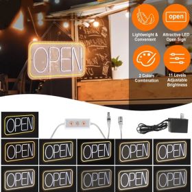 Business LED Open Sign, Oval Red-Blue LED Display with Steady and Partial Flashing Modes, Plug-in Storefront Light with Hanging Metal Chain (Option: as pic)