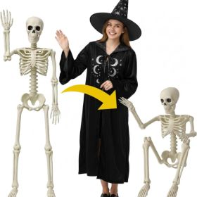 36 Inch Halloween Human Skeleton, Full Body Posable Plastic Decoration With Movable Joints (Option: White)