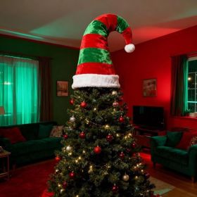 Giant Red & Green Striped Christmas Tree Topper Hat (Option: RED GREEN)