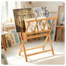 Natural Bamboo Art Storage Rack, Heavy-Duty Canvas Print Display Stand Holds Artwork Up to 34"x19", 22LBS Capacity Art Organizer for Studio Galle (Option: default title)