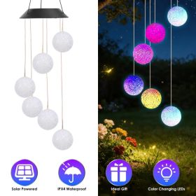 Solar Ball Wind Chime 7 Color Changing Wind Chime for Outside IPX4 Waterproof Outdoor Garden Yard Decor (Option: White)