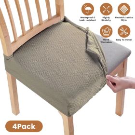 4Pack Waterproof Dining Chair Slipcovers Stretch Chair Seat Slipcovers Removable Washable Jacquard Seat Covers for Dining Room (Option: Taupe)