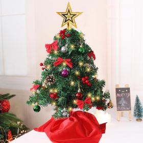 24 Inch Mini Christmas Tree Set With 50 LED Lights & Ornaments (Option: RED GREEN)