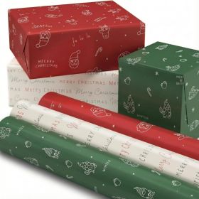 Beautiful Christmas Gift Wrapping Paper Rolls For Small & Medium Size Gifts (Option: MULTI)