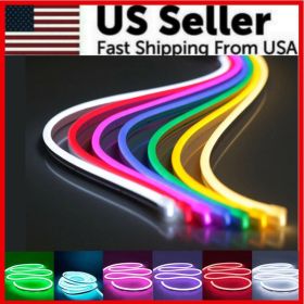 1M 2M 12V Flexible Sign Neon Lights Silicone Tube LED Strip Waterproof USA (Option: Warm White-2M)