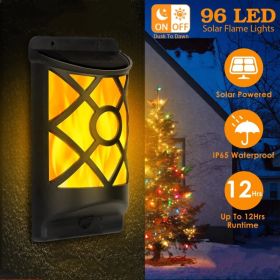 Outdoor Solar Dancing Flame Ground Lights 96 LED Beads Light Sensor Auto Switch, High Conversion Solar Panel Dust Rain Snow Resistant ABS Garden (Option: Black)