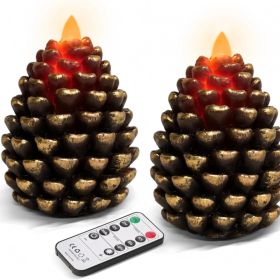 2 Pack Flameless Pinecone Candles With 2 To 8 Hour Timer (Option: PineCone2pcs)